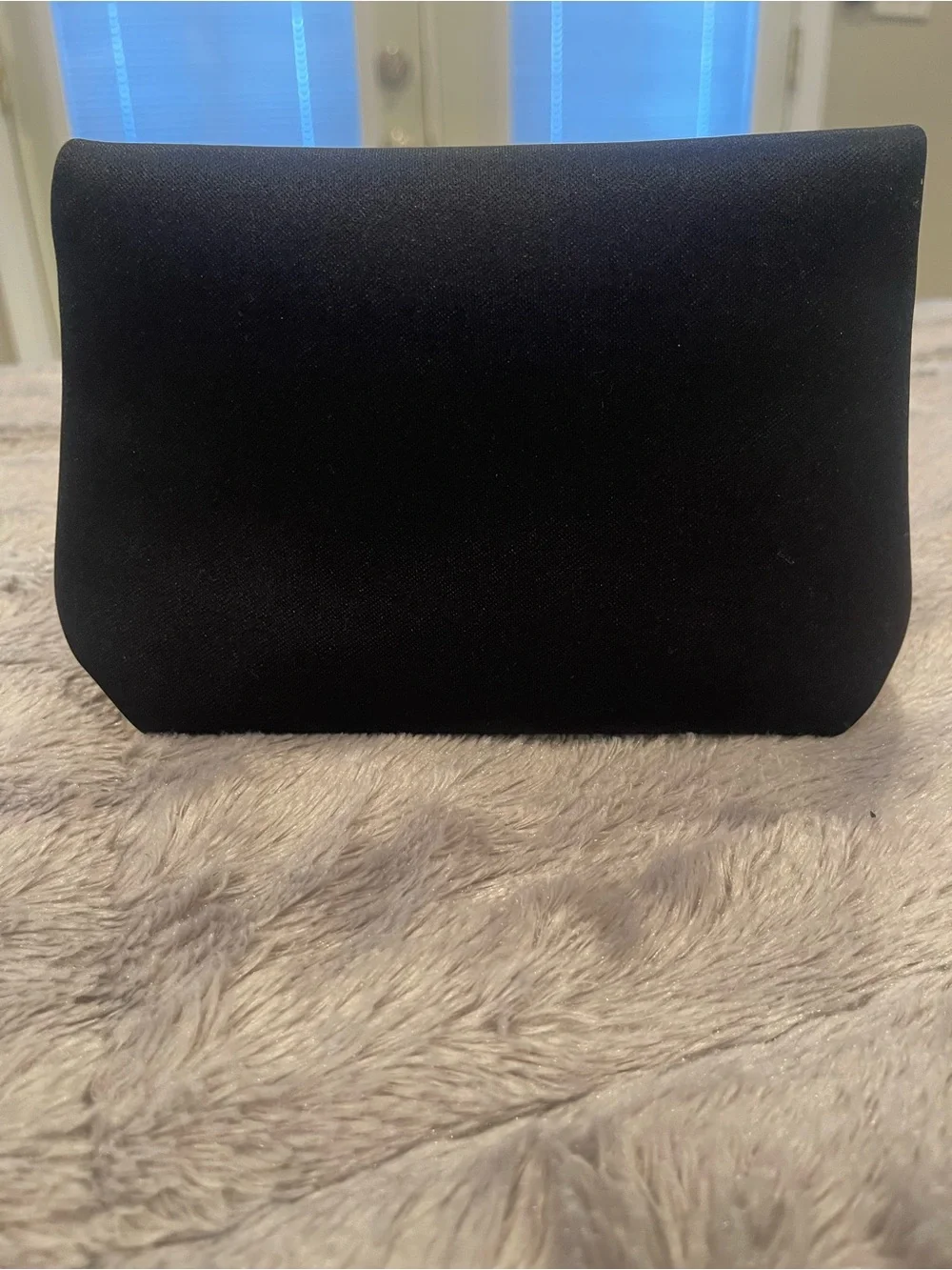 SKIMS Black Neoprene Cosmetic Pouch - Embossed Logo